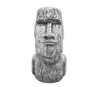 gartendekoparadies.de Statue Tête de Moai pour le Jardin Figurine en Pierre H 55 cm 36 kg Gris Résistant au Gel en Pierre pour Extérieur