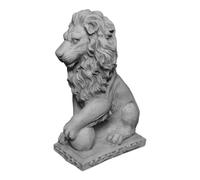 gartendekoparadies.de Statues de lion avec boule, figurine de pierre, hauteur 47 cm, 21 kg, grise, résistante au gel, pour l'extérieur, à gauche