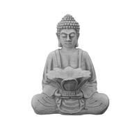 gartendekoparadies.de Statuette Bouddha avec bol en pierre - Hauteur : 33 cm - 9 kg - Gris - Résistant au gel - Pour l'extérieur