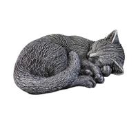 gartendekoparadies.de Statuette chat en pierre massive, hauteur 11 cm, 28 x 22 cm, 7 kg, en pierre coulée résistante au gel, pour l'intérieur et l'extérieur (antique)