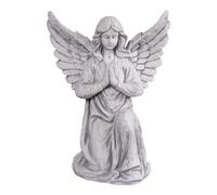 gartendekoparadies.de Statuette de jardin en pierre priant - Hauteur : 39 cm - Béton blanc - 10 kg - Résistant au gel - Pour l'extérieur - Gris