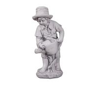 gartendekoparadies.de Statuette de jardin garçon avec arrosoir, en pierre, 67 cm de hauteur, 31 kg, résistante au gel, pour l'extérieur Gris