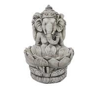gartendekoparadies.de Statuette du divin Ganesha avec bol (noir) Figurine en pierre H 34 cm 11 kg noire résistante au gel en pierre coulée pour extérieur