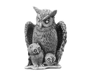 gartendekoparadies.de Statuette en pierre massive avec enfants en forme de chouette, résistante au gel Gris,blanc 29 cm