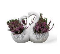 gartendekoparadies.de Statuette en pierre massive en forme de cygnes aimants, hauteur 39 cm, 19 x 45 cm, gris, 16 kg, en pierre coulée résistante au gel, D1520