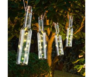 Gartenleuchte Lichterkette Solarlampe LED Extérieur 4 Lampes Verre Bouteilles