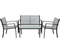 Gartenlounge Rebecca Mobili Rawal 75x110x58 Stahl Polyester Hellgrau Anthrazit Modern SET 4 stk