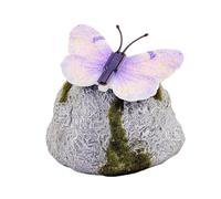 Gartenstein Galet artificiel lumineux avec papillon LED solaire