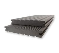 Gartenwelt Riegelsberger Lame de terrasse WPC profil complet anthracite - 50 cm - 145 x 20 mm - Lame massive BPC utilisable des deux côtés - Rainurée - Facile d'entretien et résistante aux intempéries