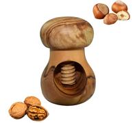 Gartiam - Casse Noix, Casse Noisette, Casse Noix en Bois, Casse Noix Champignon - Casse Noix sans Effort Bois d'olivier - Mécanisme à vis - Ustensile de Cuisine - 10 x 6 cm