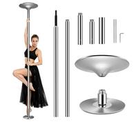 GartistGo Barre de Pole Dance 45mm Acier Chromé - Statique & Rotative 360° - Hauteur Réglable 89-110in (225-280cm) - sans Perçage, Kit Professionnel Fitness Maison Studio