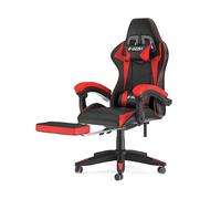 GartistGo Chaise de jeu avec repose-pieds extensible et support lombaire réglable, inclinable de 90 ° à 155 °, en cuir synthétique, chaise d'ordinateur ergonomique, chaise de bureau en mousse à