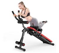 GartistGO Machine abdominale pliable, banc de musculation inclinable réglable pour abdominaux, jambes, cuisses et fessiers, équipement d'entraînement complet pour la maison Black-Red