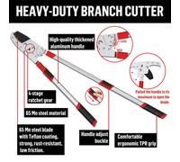 GARTOL Sécateur à sabot haute résistance, poignée télescopique 72-105 cm avec 6 positions de réglage, mécanisme à double crémaillère, conçu pour le bois sec, coupe jusqu’à 50 mm