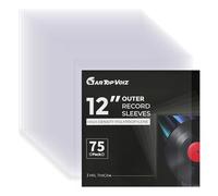 Gartopvoiz Lot de 75 pochettes de protection en plastique pour disques vinyles - 32,4 x 32,4 cm - Pour double et simple LP - 3 mm d'épaisseur - Transparent