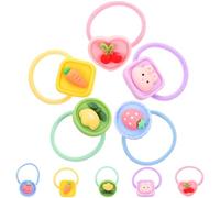 GARVALON 10 Pièces Élastiques à Cheveux Fleurs Fruits pour Filles Cordons Élastiques Accessoires Cheveux Mignons Lot de Bandes pour Queue de Cheval