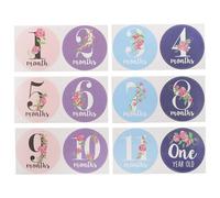 GARVALON 12 pièces Stickers Mensuels Garçon Fille Papier Doux sans Tache Autocollants Milestones pour Photos Souvenirs et Décoration Chambre Garçon Fille