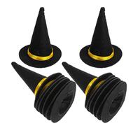 GARVALON 14 Mini Chapeaux de Sorcière Noirs en Feutrine 4 CM pour Décoration Bouteilles de Vin Loisirs Créatifs et Poupées Accessoires Halloween Fête Pack de 14 Pièces