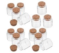 GARVALON 15 Pièces Mini Verres Flacons avec Bouchons Liège Bouteilles Transparentes pour Artisanat DIY Sable Faveurs Mariage et Fête Bocaux Décoratifs Petite