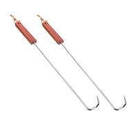 GARVALON 2 pièces Fourchette Barbecue Inoxydable Crochet Portable pour Viande Steak et Ribs Poignée Antidérapante Ergonomique pour Grillades et Cuisson Plein Air