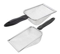 GARVALON 2 pièces Lot de Pelles de Plage Acier Inoxydable avec Maille Filtrante Pelle à Sable Résistante pour Coquillages Jardinage et Collecte Alimentaire