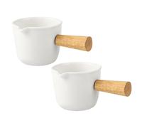 GARVALON 2 pièces Mini Pichet à Lait Céramique Blanche Doseur pour Café Espresso Pichet Sauce et Crémier Compact pour Maison et Barista