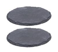GARVALON 2 pièces Pierre Plateau Chauffante pour Reptiles Plateau Ardoise Naturelle Antidérapante pour Tortue et Lézard Gamelle Eau et Nourriture Décor Terrarium Écologique