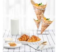 GARVALON 2 pièces Support Cône Acier Inoxydable pour Glace Robuste et Stable pour Présentation de Crème Glacée Popcorn et Frites pour Fêtes et Événements Lot