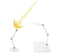GARVALON 2 pièces Support Figurine Action Ajustable avec Effet Spécial Jaune Base Transparente pour Mannequin et Modèle Accessoires pour Présentation Dynamique et Volante