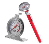 GARVALON 2 Pièces Thermomètre de Cuisine Multifonction Inox Haute Température Lecture Instantanée pour Four Barbecue Viande Boisson et Cuisson Maison