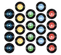 GARVALON 20 Feuilles Stickers Muraux Vinyle Disques Rétro Couleurs Vives Décor Musique Fête Photobooth Fans