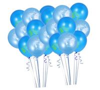 GARVALON 20 Pièces Ballons Latex Imprimés Carte Monde Décorations Rentrée Scolaire Bleu et Bleu Foncé Fournitures de Fête pour Salle de Classe et Anniversaire