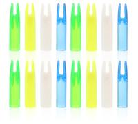 GARVALON 20 pièces Flèches Nocks Protecteurs pour Tir à Arc Embouts de Queue Légers et Durables Plastique Transparent Bleu Vert Blanc et Jaune Accessoires Tir Arc Recourbé