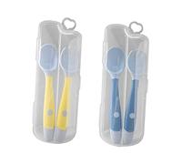 GARVALON 2ensembles Ustensiles Alimentation Pour Garçon Fille Cuillère Et Fourchette Flexibles Pratiques Et Colorées Pour Apprentissage De Alimentation Pour Bébés Couleurs Douces
