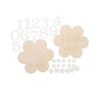 GARVALON 2pièces Panneau Bois Fleurs Accessoires De Photographie Né Signes De Croissance Mensuelle Et Souvenirs De Photo