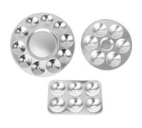 GARVALON 3 pièces Lot de Palettes Aluminium pour Peinture Artistique et Compartiments Plateau Mélange Couleurs pour Aquarelle Huile et Acrylique Adapté Artistes Étudiants et Loisirs