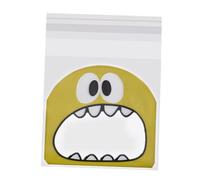 GARVALON 300 pièces Sacs Auto-adhésifs pour Biscuits Rouge Jaune Vert avec Motif Monstre Cartoon Sacs Cellophane pour Friandises Emballage Cadeaux Fête et Stockage Alimentaire