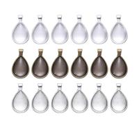 GARVALON 36 pièces Kit de Création Bijoux DIY avec Supports Pendentifs Alliage Plaqué et Cabochons Verre Plateau pour Pendentif pour Fabrication Artisanale Couleurs Argent Antique Bronze