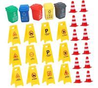 GARVALON 37 pièces Panneaux de Signalisation pour Garçon Fille Apprentissage Éducatif des Règles de Circulation avec Cônes Poubelles et Barrières Jouets Idéaux pour Garçons et Filles
