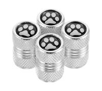 GARVALON 4 Bouchons de Valve de Pneu en Aluminium Argenté à Motif Empreinte de Patte Couvercles Universels pour Voiture, SUV, Camion et Moto Protection Anti-Fuite D’air, Accessoires