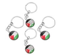 GARVALON 4 pièces Porte-clés Drapeau Palestine et Métal Pendentif Décoratif Polyvalent pour Clés et Suspensions