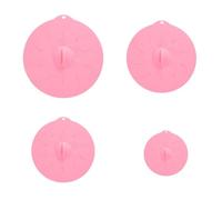 GARVALON 4 pièces Set de Couvercles Silicone Multifonction Pour Bols Alimentaires Résistants Chaleur et Étanches Couvercles Pot Réutilisables Rose