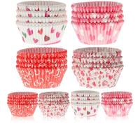 GARVALON 400 Caissettes à Cupcakes en Papier Motif Cœur Lot 400 Pièces Moules à Muffins pour Mariage et Saint-Valentin Compatibles Pâtisseries et Friandises Usage Festif
