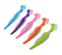 GARVALON 5 pièces Brosses Prothèses Dentaires Doubles Têtes pour Dentier Adulte Poils Doux Nettoyage Profond Mini Compact Voyage Soin Oral Seniors
