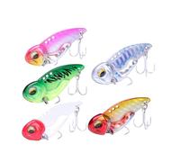 GARVALON 5 Pièces Leurre de Vibration coloré holographique avec Triple hameçon Double Design Mince à Faible Centre de gravité pour brochet, Bar et Perche en Eau Douce et mer