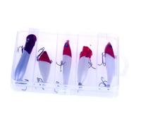 GARVALON 5 pièces Lot de Leurres Artificiels Boîte Appâts Créatifs pour Plein Air Leurres Souples Rouge et Blanc Accessoires de Durables