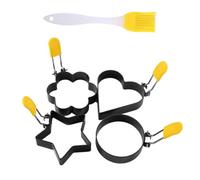 GARVALON 5 pièces Moule Œuf Inox Épais avec Poignée Antidérapante Anneaux Frits Réutilisables pour Cuisson Créative DIY