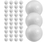 GARVALON 50 Boules Polystyrène Blanches Rondes pour Artisanat, Découpables et Collables, pour Décorations de Fêtes et Modélisation Moléculaire