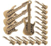 GARVALON 50 pièces Miniature Guitar Charms Alliage Vintage pour Décoration de Coque de Téléphone Accessoires Artisanaux Sécurisés et Pratiques Ornements Musicaux Rétro pour Créations