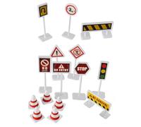 GARVALON 6 Jeux de Panneaux de Signalisation Simulés en Plastique pour Garçon et Filles - Mini-Panneaux de Signalisation Éducatifs - Jeu de Route 6 Pièces pour Apprentissage du Code Route